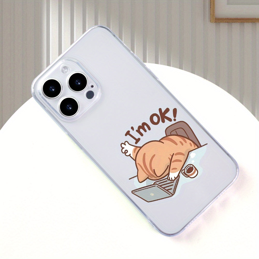 Creative Overtime Cat Pattern Mobile Phone Case with Advanced Texture Lens Protection Transparent Mobile Phone Case for Men and Women for iPhone 16/16PLUS/16PRO/16PROMAX/15/ 15PLUS/ 15PRO/ 15PROMAX/ 14/ 14PLUS/ 14PRO/ 14PROMA